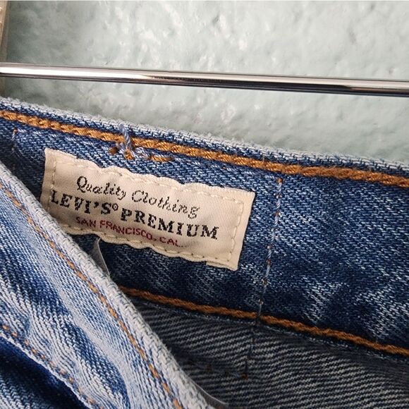 Levi's RIBCAGE Split Flare Classic Blue Denim Jeans - Picture 4 of 14